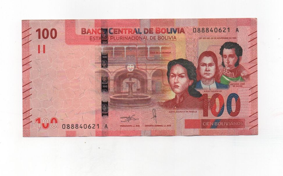 BOLIVIA DEL AÑO 2018 DE 100 BOLIVIANOS